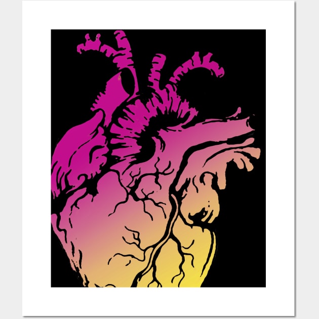 Heart Human Anatomy pink raimbow Wall Art by Collagedream